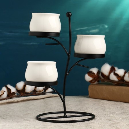 Set of pots "tree" on a stand 3pcs, white, 24x15x21cm
