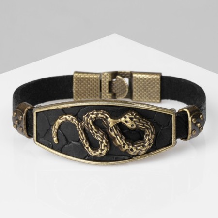 Bracelet Unisex "Atlant" snake, black color with black gold, 22 cm