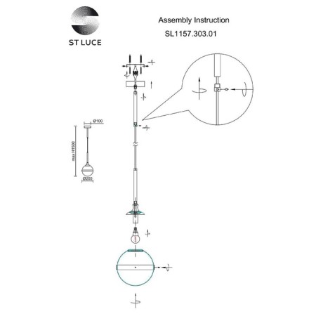 STL LUCE Sus. SL1157.303.01. Arbe. 1x40 W, E14, 20.3x20.3x45 cm, bronze color-15