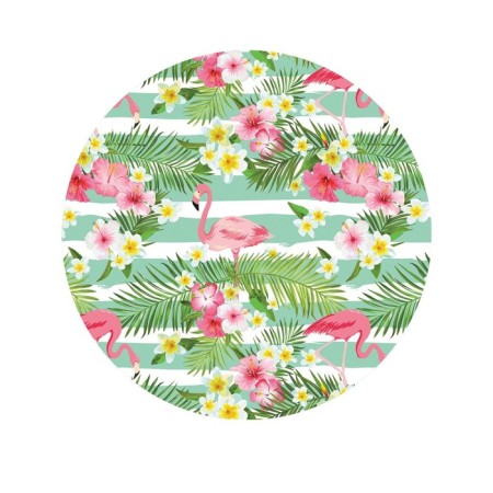 Pareo and beach rug "Flamingo with flowers", d = 150 cm-1