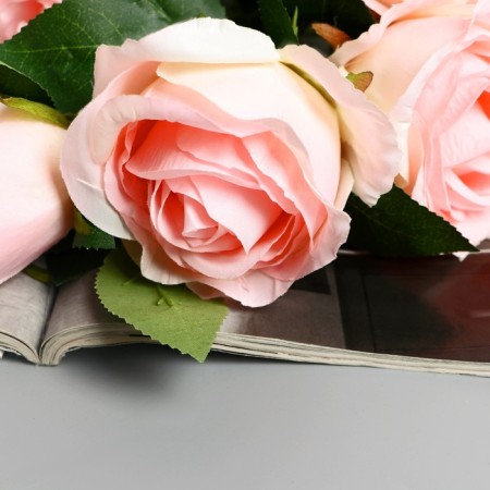 Artificial flowers "Rose Triza" D-7 cm 50 cm, pink-1