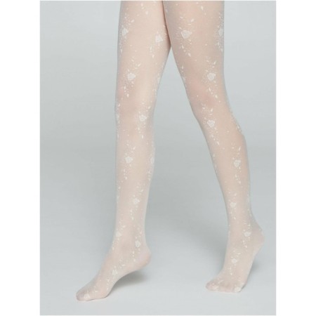 Children's tights with a Flower pattern CONTE Elegant Sofia, height 116-122 cm, color Milk