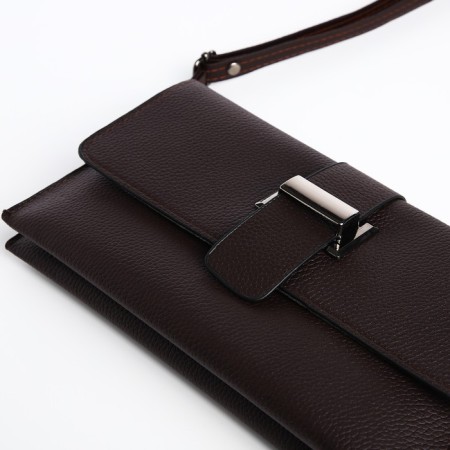 Bag-clate on magnet, long belt, brown color-5