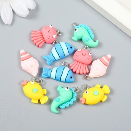 Decor for creativity plastic "Underwater world with a loop" mix 0.7x1.4x2.1 cm