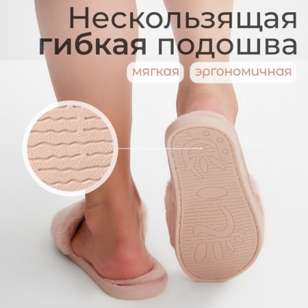 Women's slippers with open nose size 40-41, pink color-1