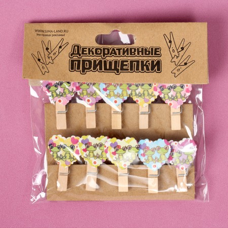 Decorative clothespins with a rope for the suspension "Hearts" set 10 pcs., 2.5 × 12.5 × 13.5 cm-4