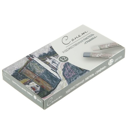 Pastel dry, set 12 colors, Soft, ZHK "Sonnet" "Graphics", D-8 mm /L-60 mm round section, art, 7141243-2