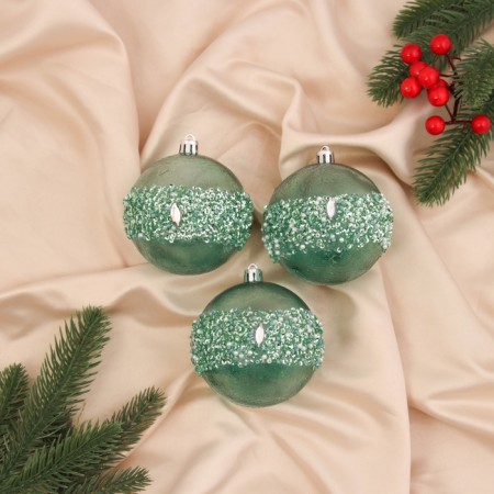Set of balls plastic D-8 cm, 3 pcs "Aidons" Green