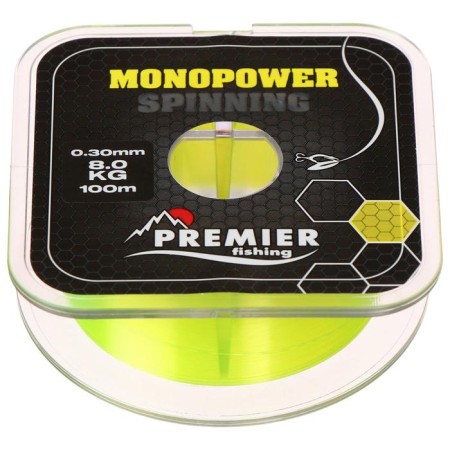Premier Fishing Monopower Spinning Lines, diameter 0.3 mm, test 8 kg, 100 m, fluorescent yellow