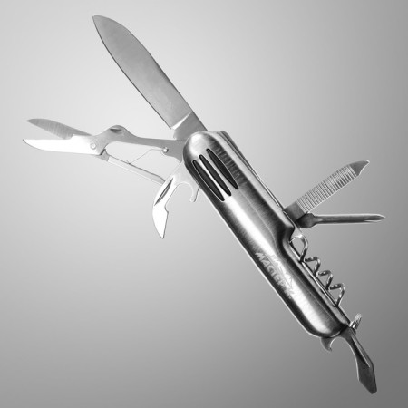 Swiss knife "Osiris" 8B1, on the handle 3 strips, chrome
