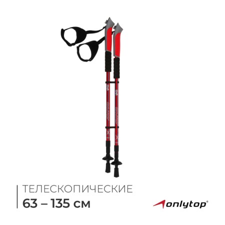 Sticks for Scandinavian walking online, telescopic, 3 sections, up to 135 cm, 2 pcs., Mix color