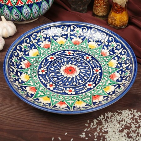 Largan Rishtan ceramics "Flowers", 28 cm, blue