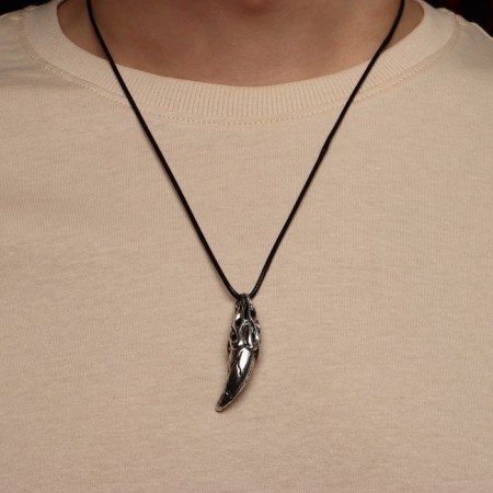 Pendant Male "Claw" pattern, color black silver on a black lace, 50 cm-3