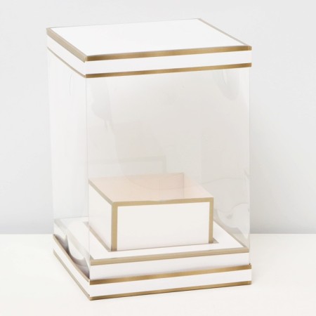 Box for flowers with a vase and PVC windows are folding, bronze, 16 x 23 x 16 cm-1