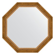 Mirror in the baguette frame, aged bronze with weaving 70 mm, 73x73 cm