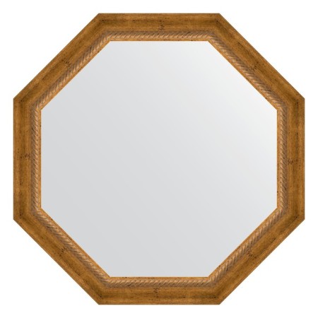 Mirror in the baguette frame, aged bronze with weaving 70 mm, 73x73 cm