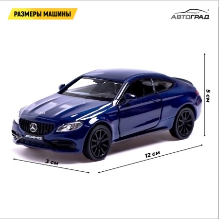 Metal Mercedes-AMG C63 S Coupe, 1:32, doors, inertia, blue color open-1