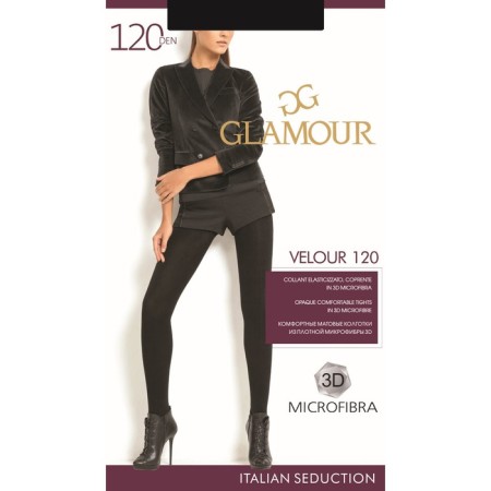 Female tights Glamour Velour 120 Den, black color (nero), size 2
