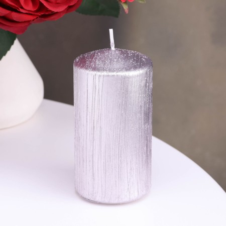 Candle - cylinder "Vintage", 5x10 cm, light pink-1