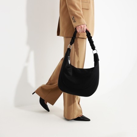 Load bag with zipper, external pocket, long belt, black color-7