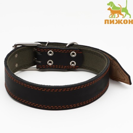 Collar combined leather/tarpaulin, 83 x 4.5 cm, Osh 50-70 cm, black