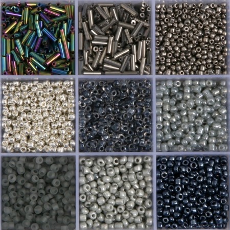 Glass beads 6/0, 8/0, 12/0 in the Black Black Casket 15.5x9.5x1.6 cm-1