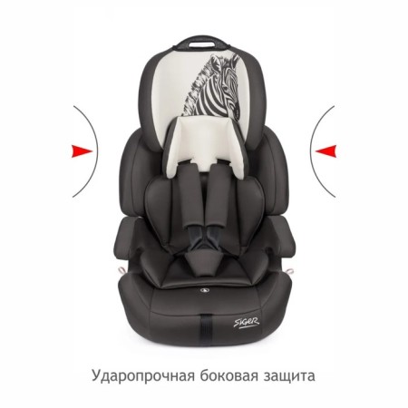 Car seats Siger "Star", ISOFIX LUX, group 1/2/3, zebra gray, beige-1