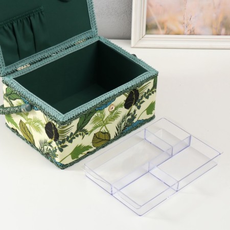 Casket for needlework "Tropical leaves on green" 19x26x14.5 cm-5