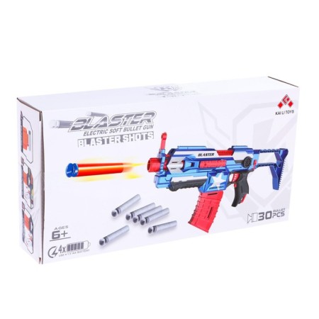 Automatic Blaster "superhero", the color is white-blue-red, works from batteries-4