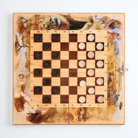 Board game 3 in 1 "Safari": chess, checkers, backgammon, wood, 50 x 50 cm-4