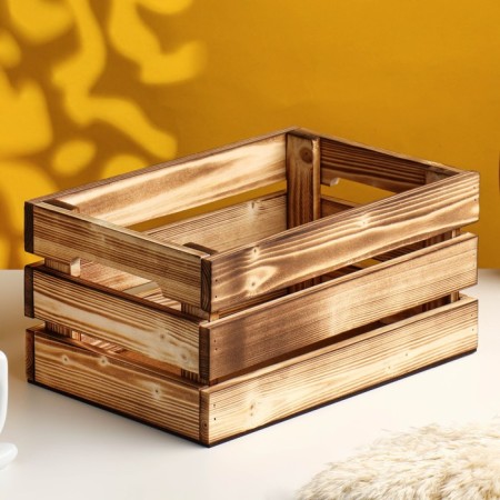Kashpo - wooden box 30x20x14.5 cm burned-1