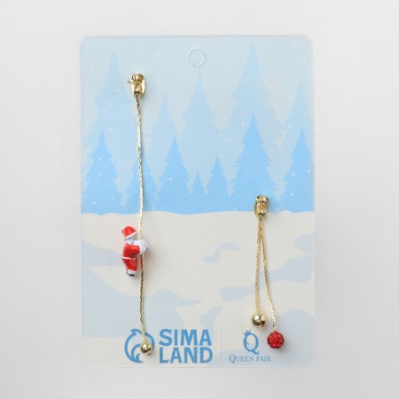 New Year! Earrings "New Year" hanging, Santa Claus, colored in gold-7