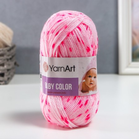 Baby Color yarn 100% acrylic 150m/50g (5113 white with pink)
