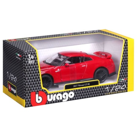 BBURAGO Nissan GT-R 2017, Die-Cast, 1:24, opening doors, red color-12