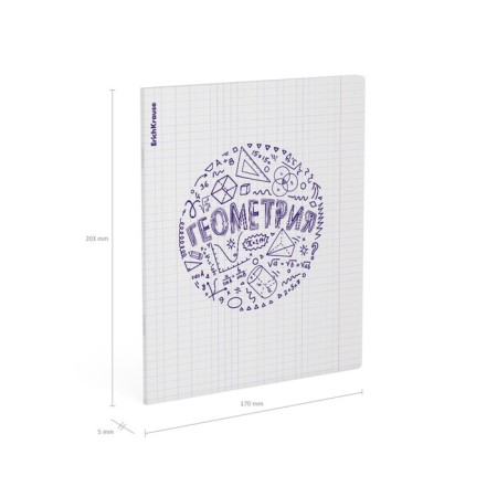 Subject notebook, 48 sheets, cage, geometry Erichkrause "Chaos", plastic cover silk-screen cover, block offset 100%, information block-4