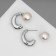 Earrings with pearls "exclus" half -rings, color silver
