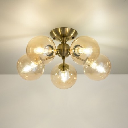 Ceiling chandelier CITILUX “Tommy” CL102153, 52x52x24.5 cm, 5x40W, E14, brown color-2