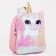 Baby backpack for a girl with sequins "Unicorn", a lightning department, pink color