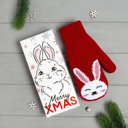 Women's mittens in a gift box "Bunny" r. 19