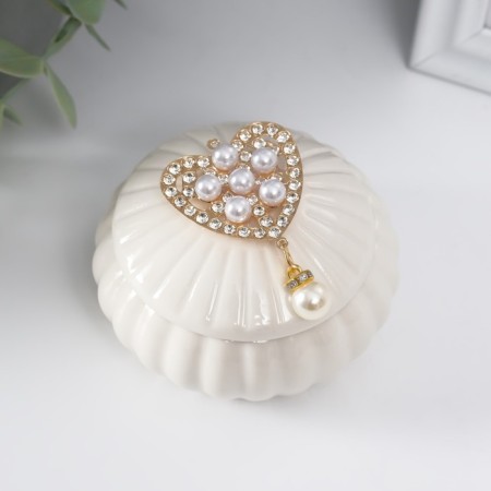 Coramics Casmic "Heart with Flower" with pearls 8.5x8.5x6 cm