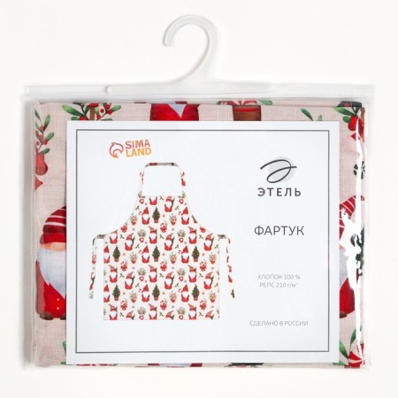 Apron Ethel "Santa Claus" 60x70cm, 100% cotton, reps 210 g/m2-6