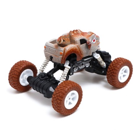 Dino radio -controlled jeep works on the battery, brown color-2