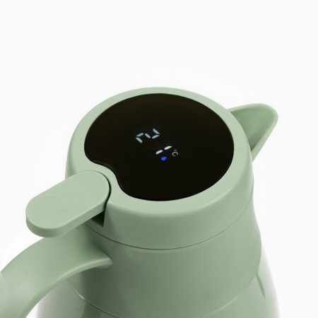 Thermos-coffeery, 1.5 l, retains heat 24 hours, with a thermometer, glass flask, green-3