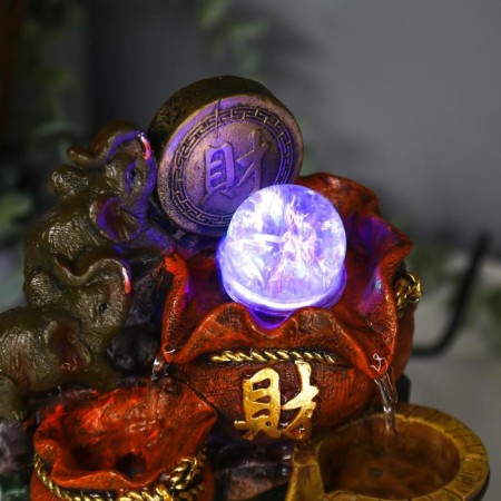 The desktop fountain from the network, backlighting "Elephants and Chinese Coin" 20.5x14x11 cm-4
