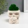 Kashpo concrete "Skull Silence" with moss 6.5x10 cm white (moss green stabilized)
