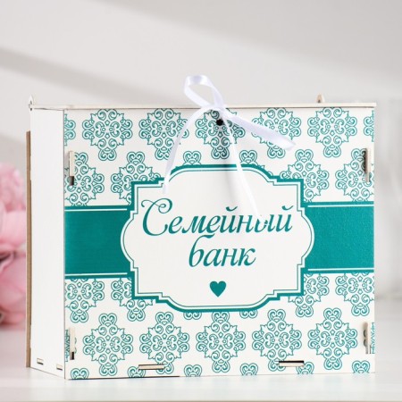 Family Bank with a seal, 24x14x20 cm, white-green