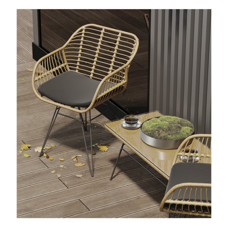 Vetle Bent chair, 560 × 570 × 810 mm, artificial rattan, beige color / black-5
