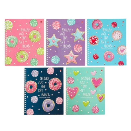 Notebook A5+ 48 sheets in a cage, on the crest "Sweet Mood", cover coated cardboard, glossy lamination, mix