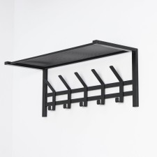 Ban with the Toronto 21 shelf, 67 × 27 × 27 cm, 5 double hooks, black color