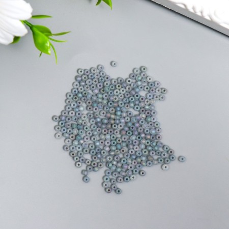 Glass beads 8/0 "matte translucent. Gray gasoline" 10 g